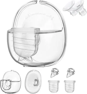 Wearable Breast Pump Replacement Parts, Milk Collector Cup, Compatible with Lansinoh Discreet Duo Nuliie S32 Pump, Include Duckbill Valve, 24mm Flange, Silicone Diaphragm, Linker, 13mm Flange Inserts
