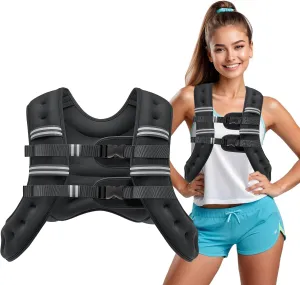 Weighted Vest, 12lb Weight Vest with Reflective Stripes for Men Women, Two Adjustment Straps for Workout, Strength Training, Running, Fitness, Muscle Building, Weight Loss
