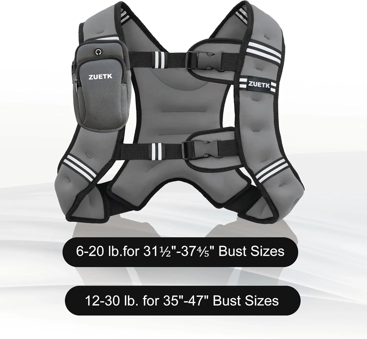 Weighted Vest, 6lb/8lb/12lb/16lb/20lb/25lb/30lb Weight Vest with Reflective Stripe, Weighted Vest for Men Women Workout Equipment for Strength Training, Running, Jogging, Fitness, Weight Loss