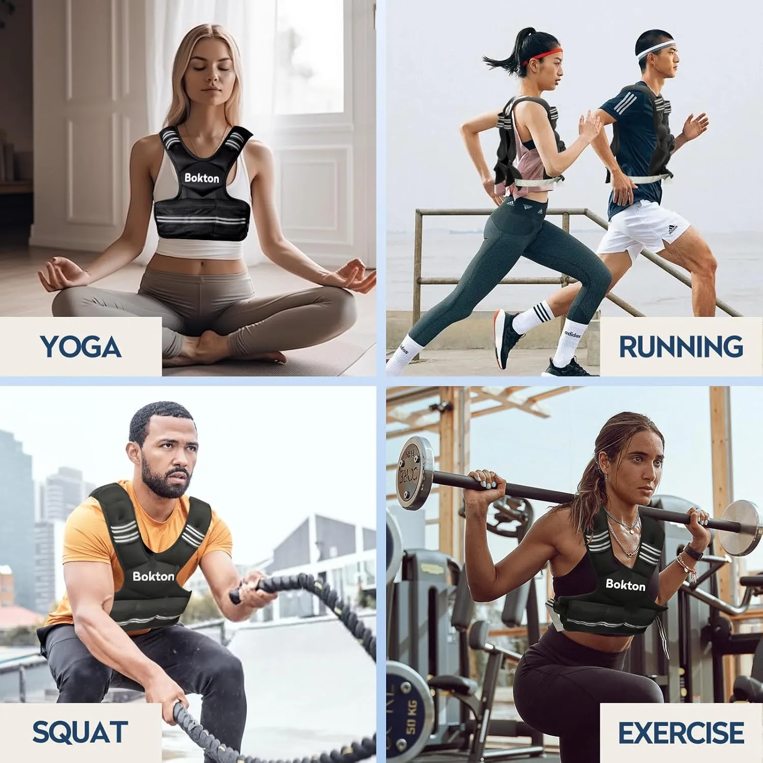 Weighted Vest for Men and Women, 4-10lb/9-18lb Vest with 6 Ironsand Weights for Home Workouts, Adjustable Body Weight Vest Exercise Set for Strength Training, running, walking, Cardio