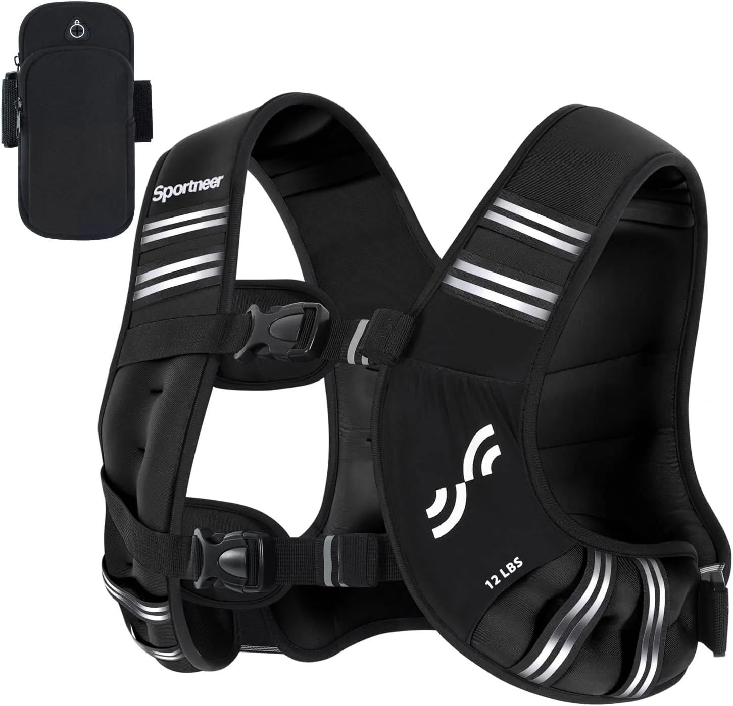 Weighted Vest for Men and Women: Sportneer 8lbs/12lbs/15lbs/20lbs/25lbs Weight Vest with Reflective Stripe Running Vest for Workout Strength Training Fitness Muscle Building Weight Loss Weightlifting