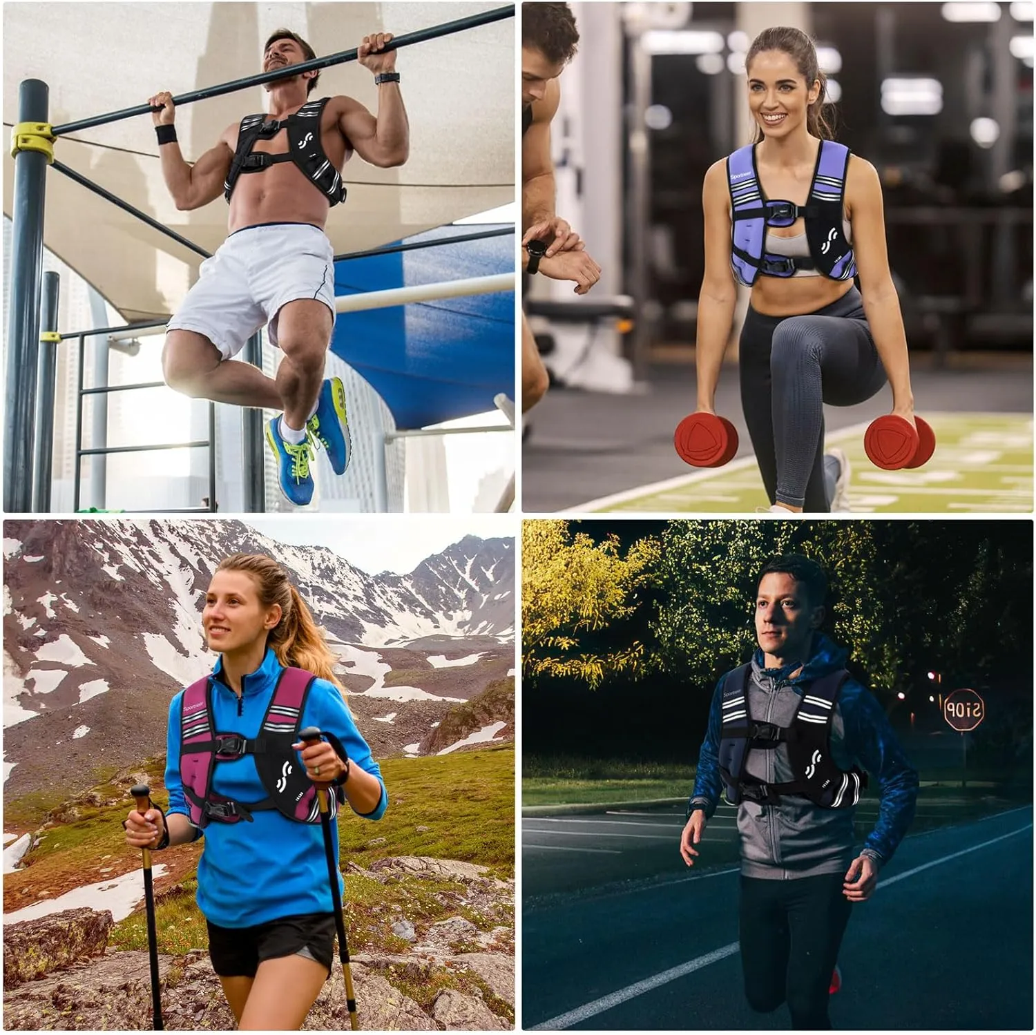 Weighted Vest for Men and Women: Sportneer 8lbs/12lbs/15lbs/20lbs/25lbs Weight Vest with Reflective Stripe Running Vest for Workout Strength Training Fitness Muscle Building Weight Loss Weightlifting