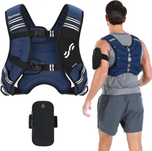 Weighted Vest for Men and Women: Sportneer 8lbs/12lbs/15lbs/20lbs/25lbs Weight Vest with Reflective Stripe Running Vest for Workout Strength Training Fitness Muscle Building Weight Loss Weightlifting