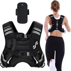 Weighted Vest for Men and Women: Sportneer 8lbs/12lbs/15lbs/20lbs/25lbs Weight Vest with Reflective Stripe Running Vest for Workout Strength Training Fitness Muscle Building Weight Loss Weightlifting