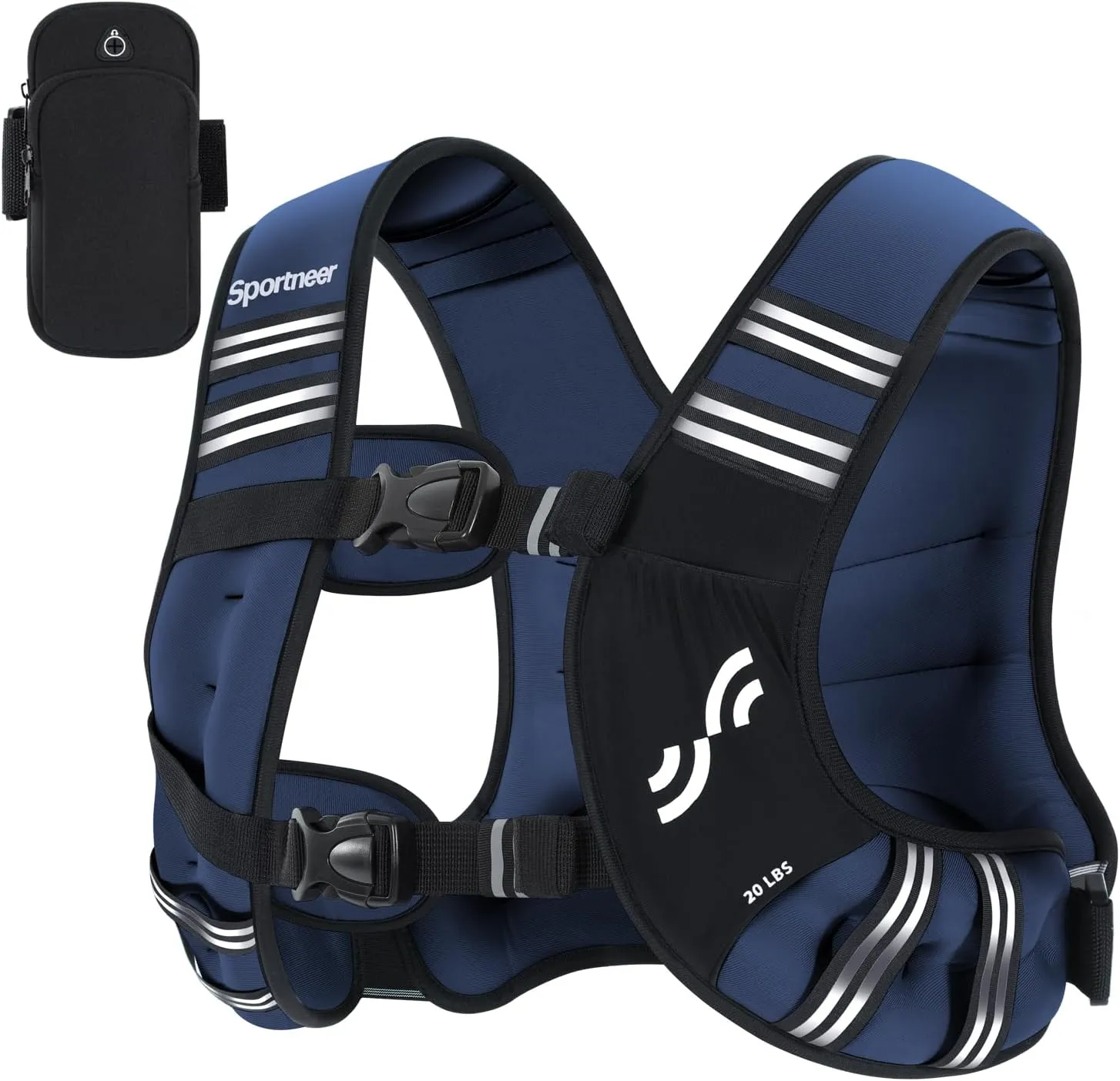Weighted Vest for Men and Women: Sportneer 8lbs/12lbs/15lbs/20lbs/25lbs Weight Vest with Reflective Stripe Running Vest for Workout Strength Training Fitness Muscle Building Weight Loss Weightlifting