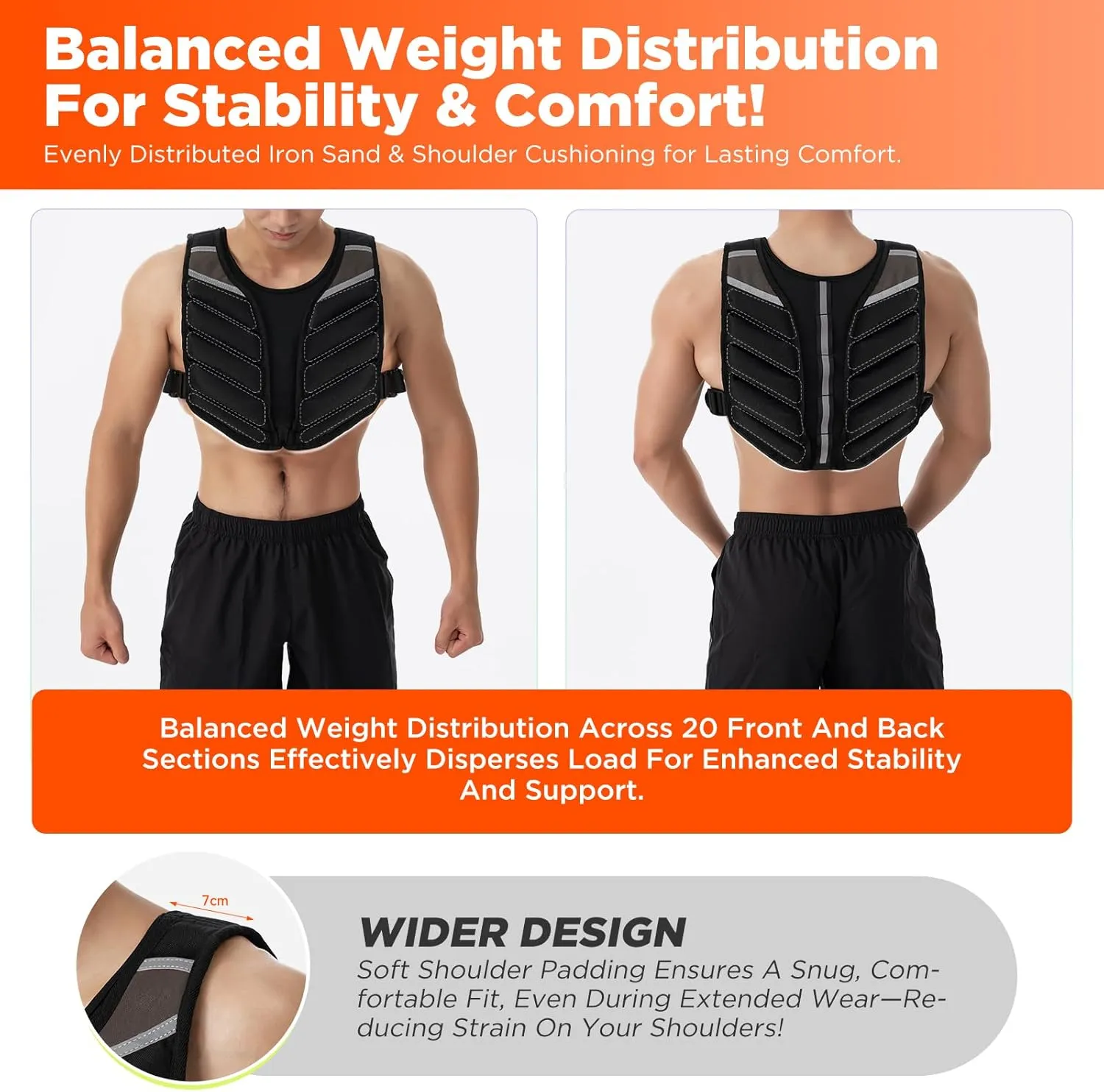 Weighted Vest for Men and Women with Reflective Stripes 10LB/15LB/20LB/13LB-22LB Adjustable Buckle Straps Weight Vests for Strength Training, Running, Fitness, Cardio, Weight Loss