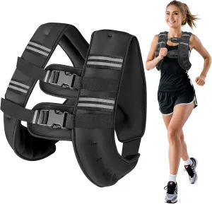 Weighted Vest for Woman Men, 8 12 16 20 Lbs Weight Vest with Reflective Stripe Double Adjustable Buckle Straps Back Mesh Pocket for Workout Strength Training Walking Jogging Running