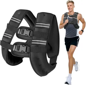 Weighted Vest for Woman Men,8/12/16/20lb Body Weight Vest Reflective Stripe Double Adjustable Buckle Straps Back Pocket for Workout,Strength Training,Jogging,Running,Fitness,Muscle Building