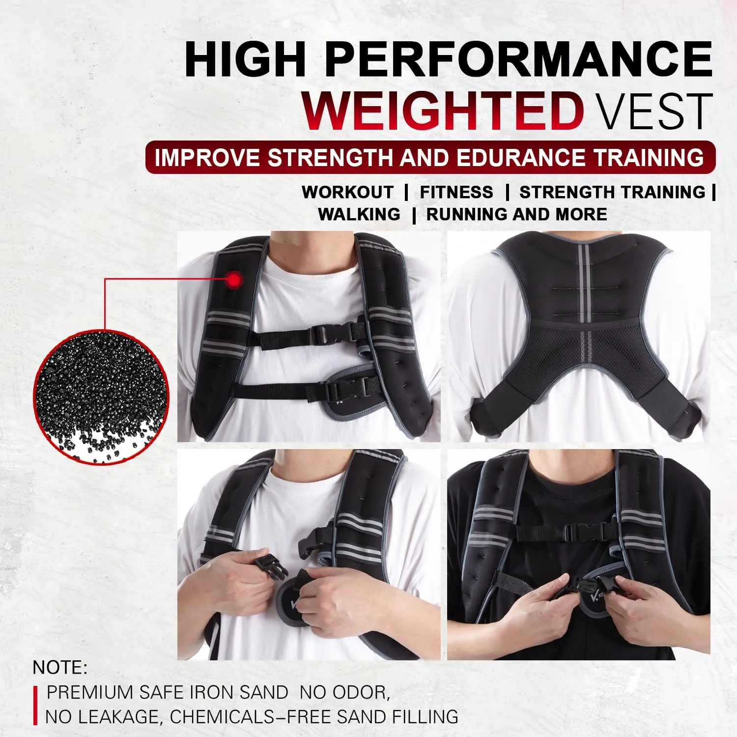 Weighted Vest for Women Men and Kids 6lb/12lb with Reflective Stripe and Double Adjustable Buckle Straps Weight Vests for Workout, Strength Training, Running, Cardio, Weight Loss, Walking