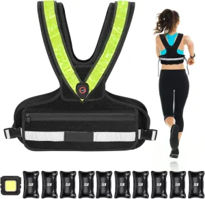 Weighted Vest for Women, Sport Running Weighted Vest with LED Reflective Belt and Outdoor Headlight, 2-10 lbs Weight Vest for Strength Training and Workout