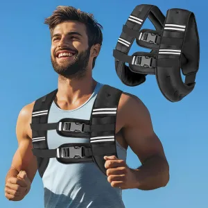 Weighted Vest with Two Adjustment Straps for Men Women, 8lbs/12lbs/16lbs/20lbs Weight Vest with Reflective Stripes for Workout, Strength Training, Running, Fitness, Muscle Building, Weight Loss, Weightlifting