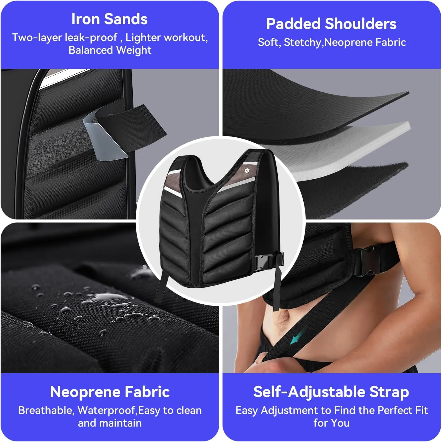 Weighted Vest,10lb/15lb/20lb Weight Vest with Reflective Stripe for Men Women Kids,Body Strength Training Weight Vest for Fitness,Workout,Running,Training