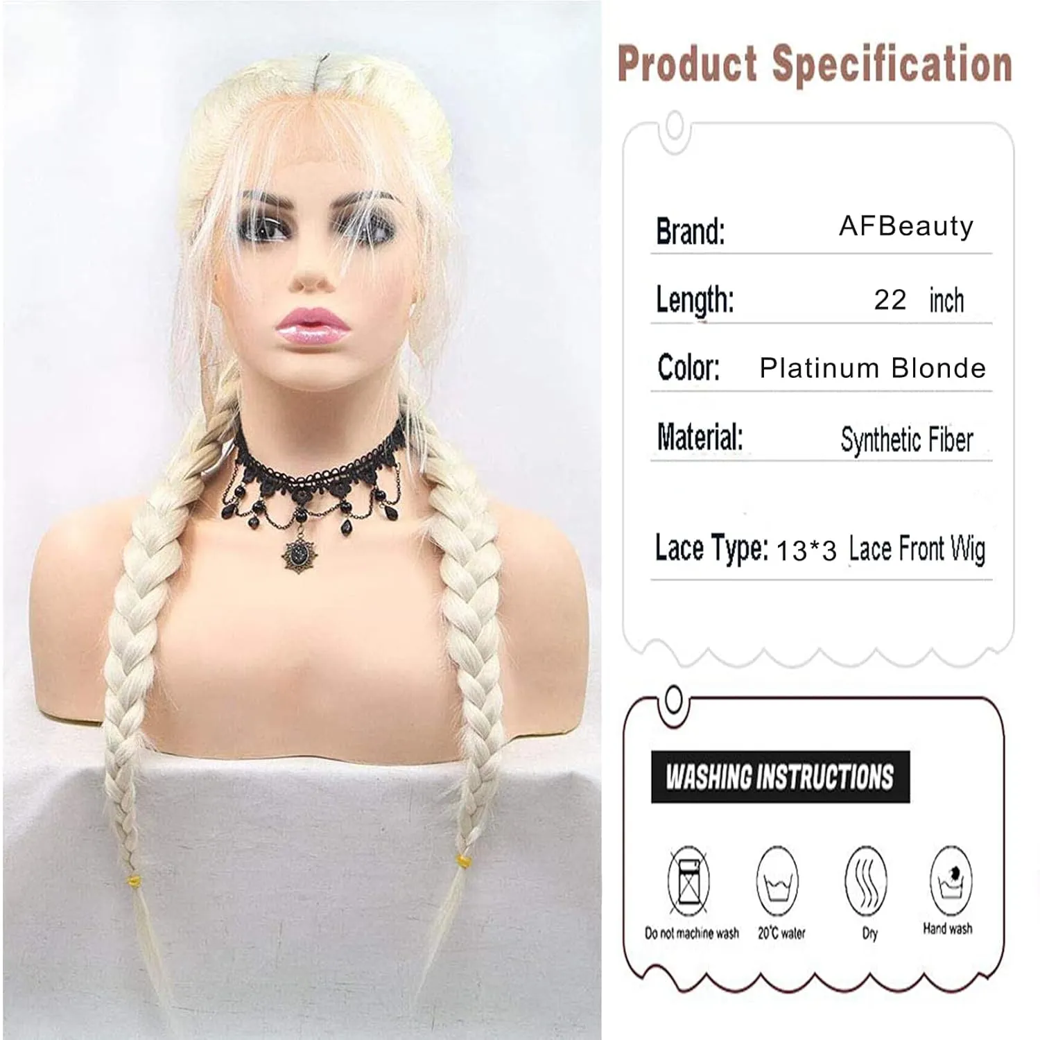 White Blonde Braided Wigs for Black Women Long Platinum Blonde Ombre Black Lightweight Synthetic Twisted Braids Wig with Baby Hair Soft Double Dutch Braided Wigs Glueless Hair Wigs Gift 22 Inch