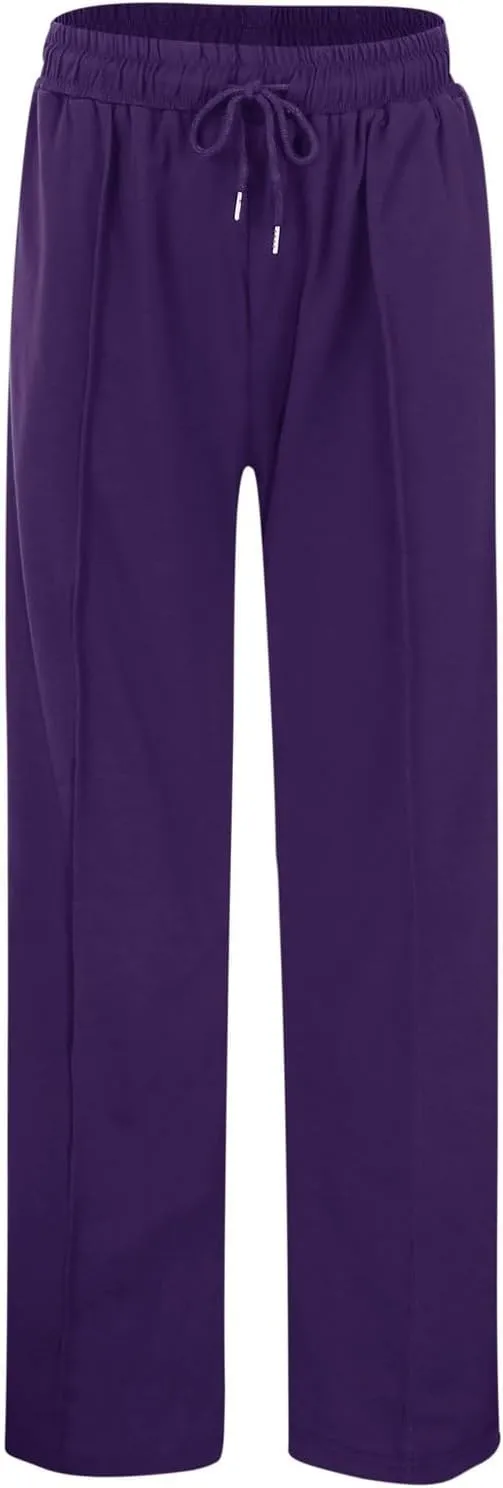 Wide Leg Sweatpants Women High Waisted Baggy Sweat Pants Elastic Drawstring Loose Running Lounge Pants with Pockets