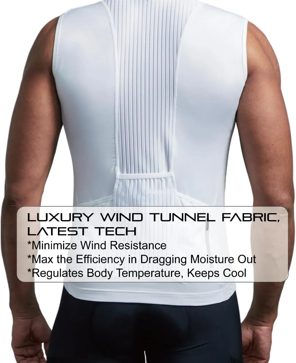 Wind Tunnel Fabric Mens Sleeveless Cycling Jersey Tops Cycling Vest Bike Biking Vest, Reflective Pocket