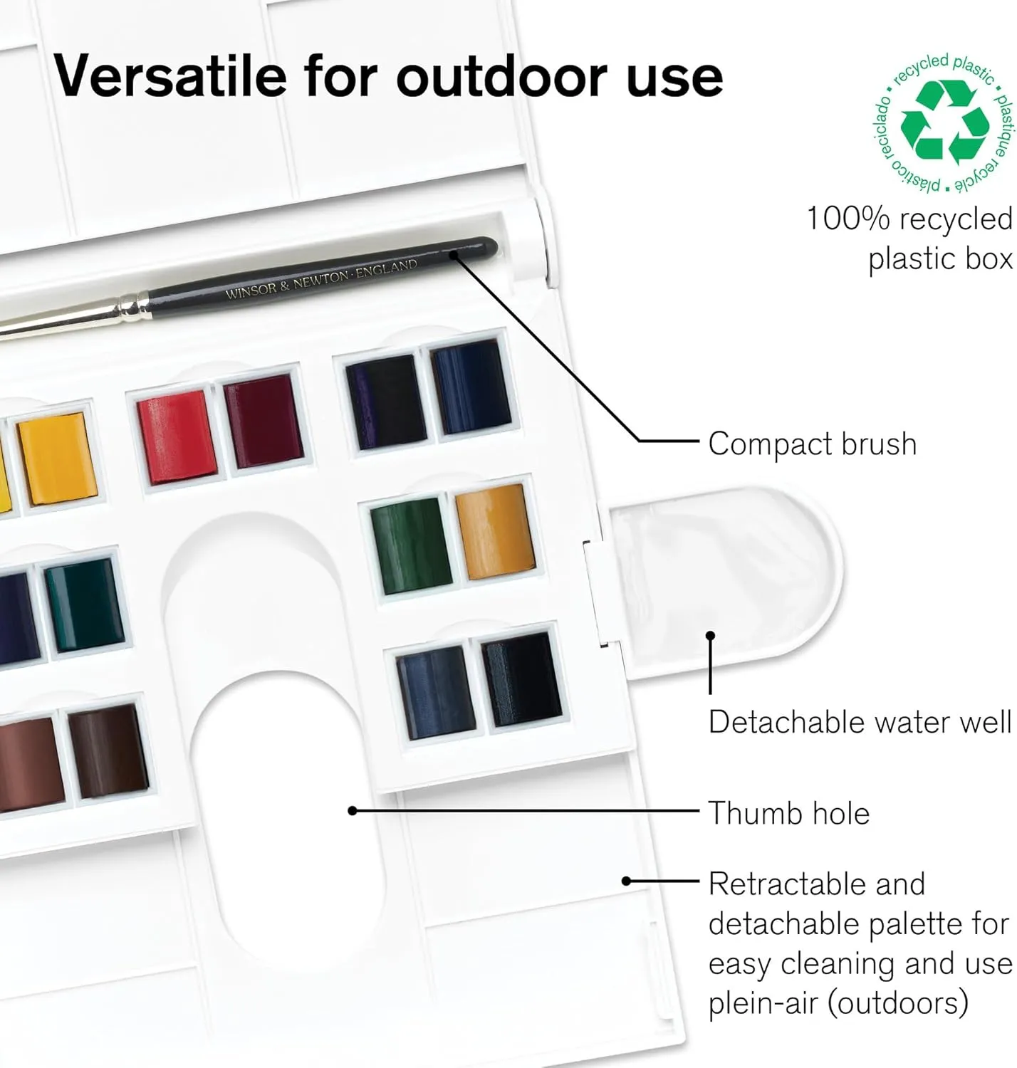 Winsor & Newton Professional Watercolor Paint Set, Lightweight Metal Box, 24 Half Pan