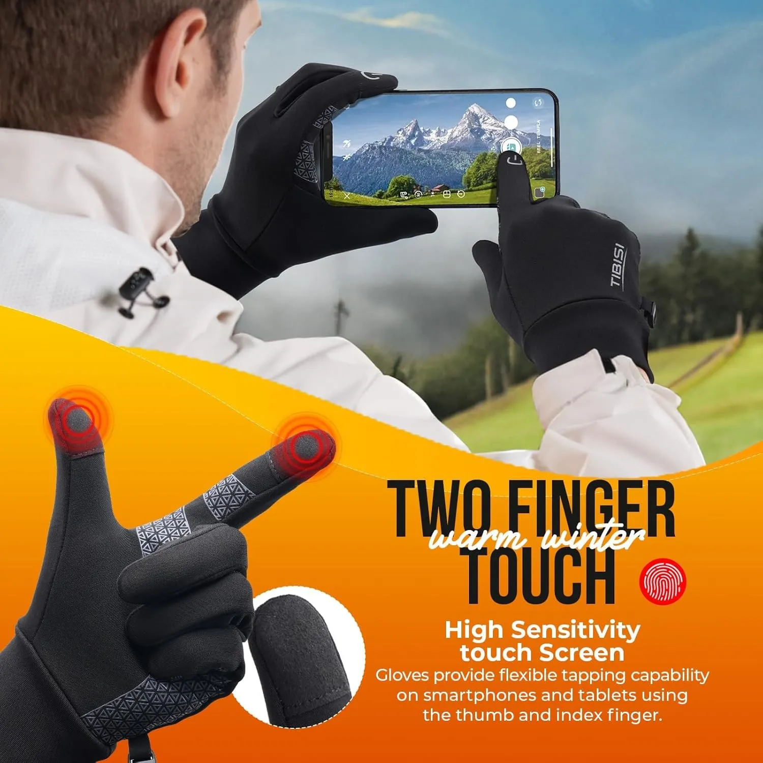 Winter Gloves Women Men, Warm Thermal Running Touchscreen Men Lightweight Walking Anti-Slip for Skiing