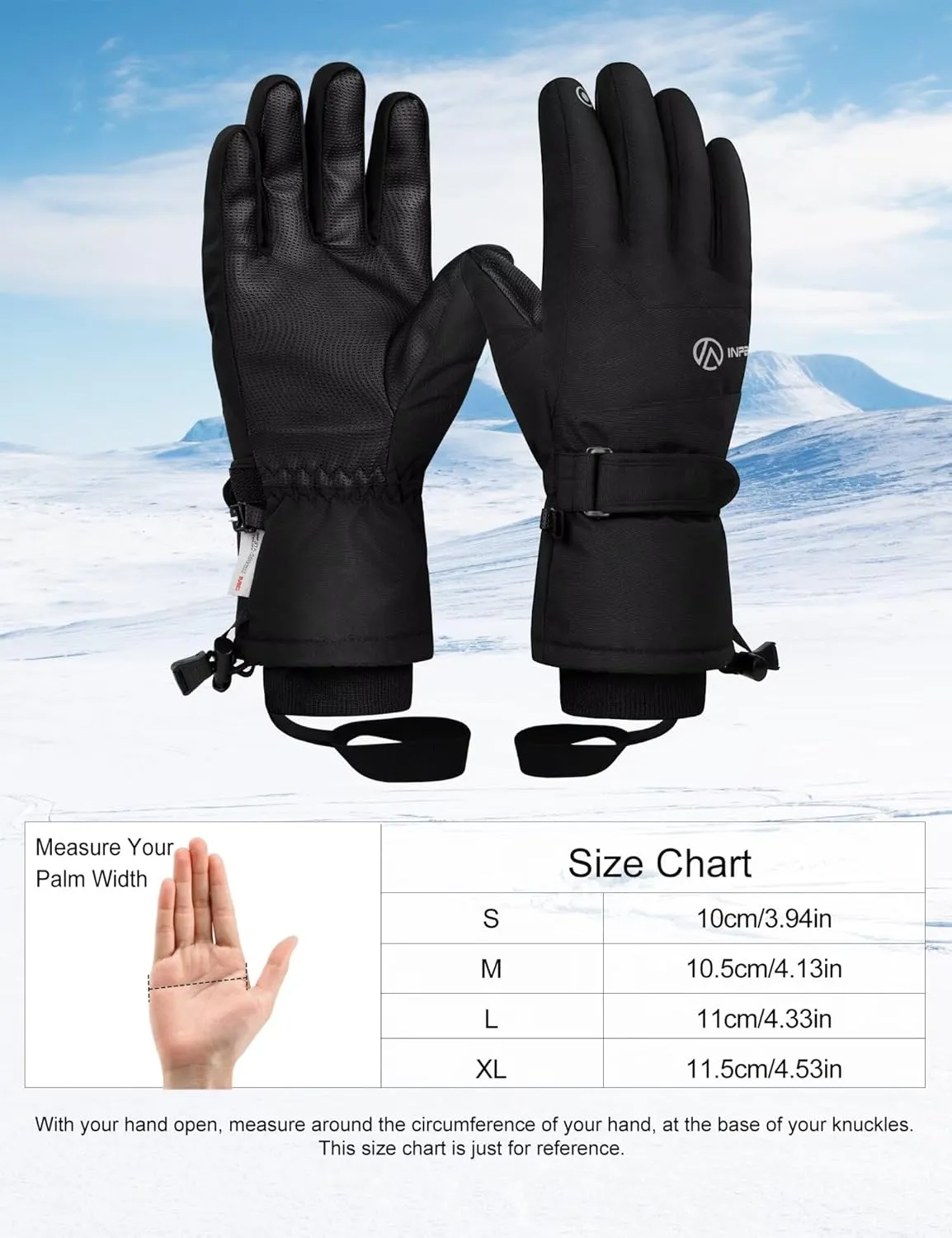 Winter Ski Gloves Men Women, 3M Thinsulate Snow Gloves, Waterproof Windproof Touchscreen Snowboarding Gloves, 5-Layer Thermal Warm Cold Weather Gloves for Skiing, Snowboard, Snowmobile