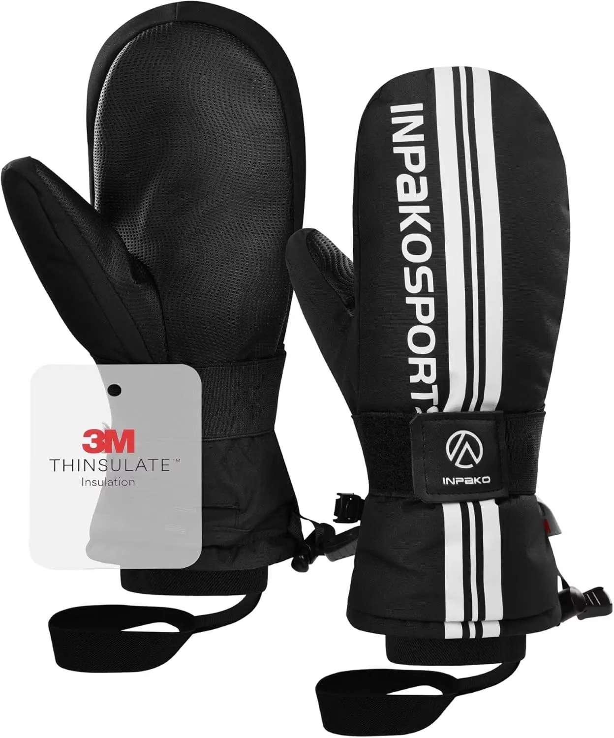 Winter Ski Mittens with Removable Wrist Guard, 3M Thinsulate Snow Mittens with Inside Glove Liners, Waterproof Windproof Touchscreen Snowboard Mitten for Men Women, 5-Layer Thermal Cold Weather