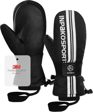Winter Ski Mittens with Removable Wrist Guard, 3M Thinsulate Snow Mittens with Inside Glove Liners, Waterproof Windproof Touchscreen Snowboard Mitten for Men Women, 5-Layer Thermal Cold Weather