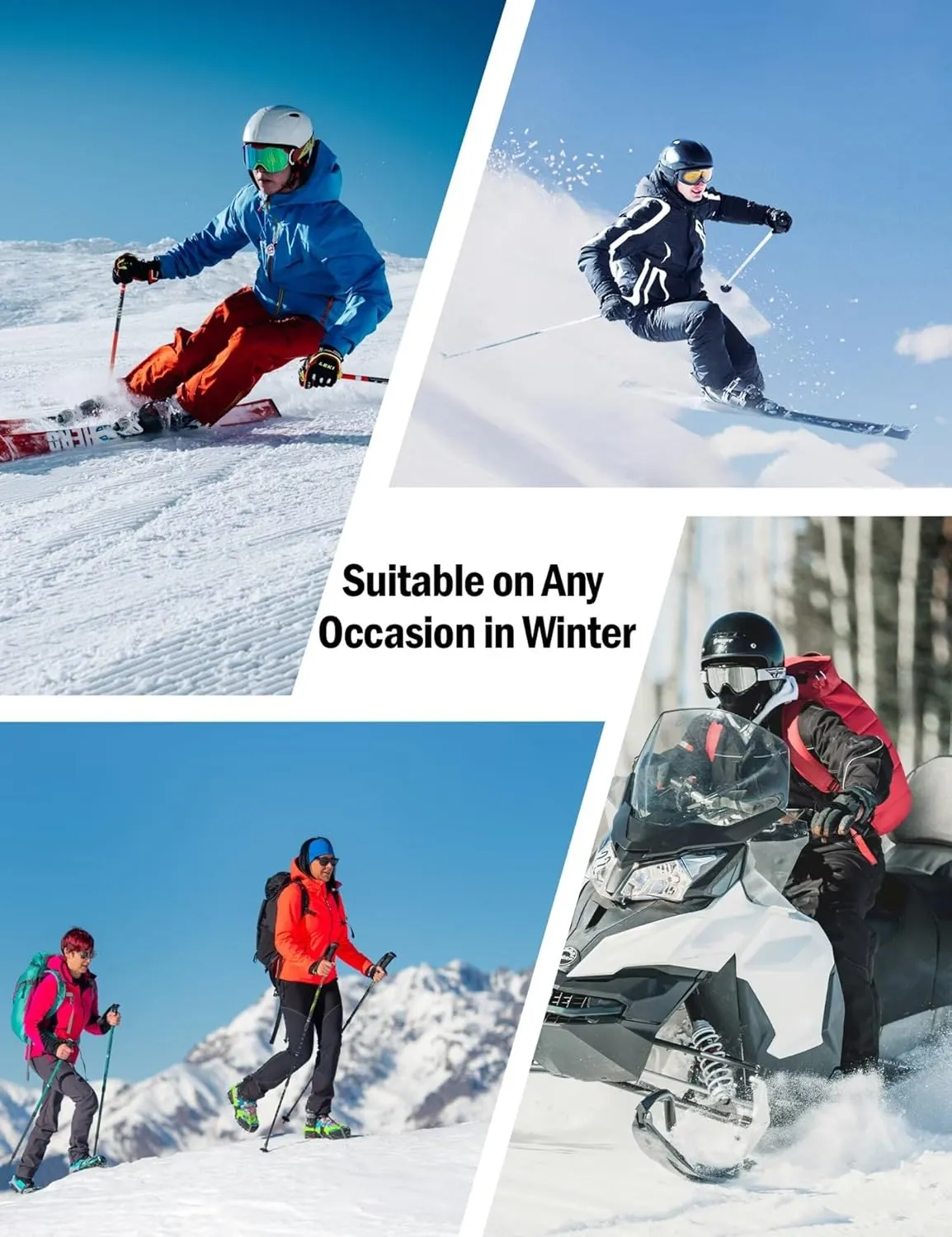 Winter Ski Mittens with Removable Wrist Guard, 3M Thinsulate Snow Mittens with Inside Glove Liners, Waterproof Windproof Touchscreen Snowboard Mitten for Men Women, 5-Layer Thermal Cold Weather