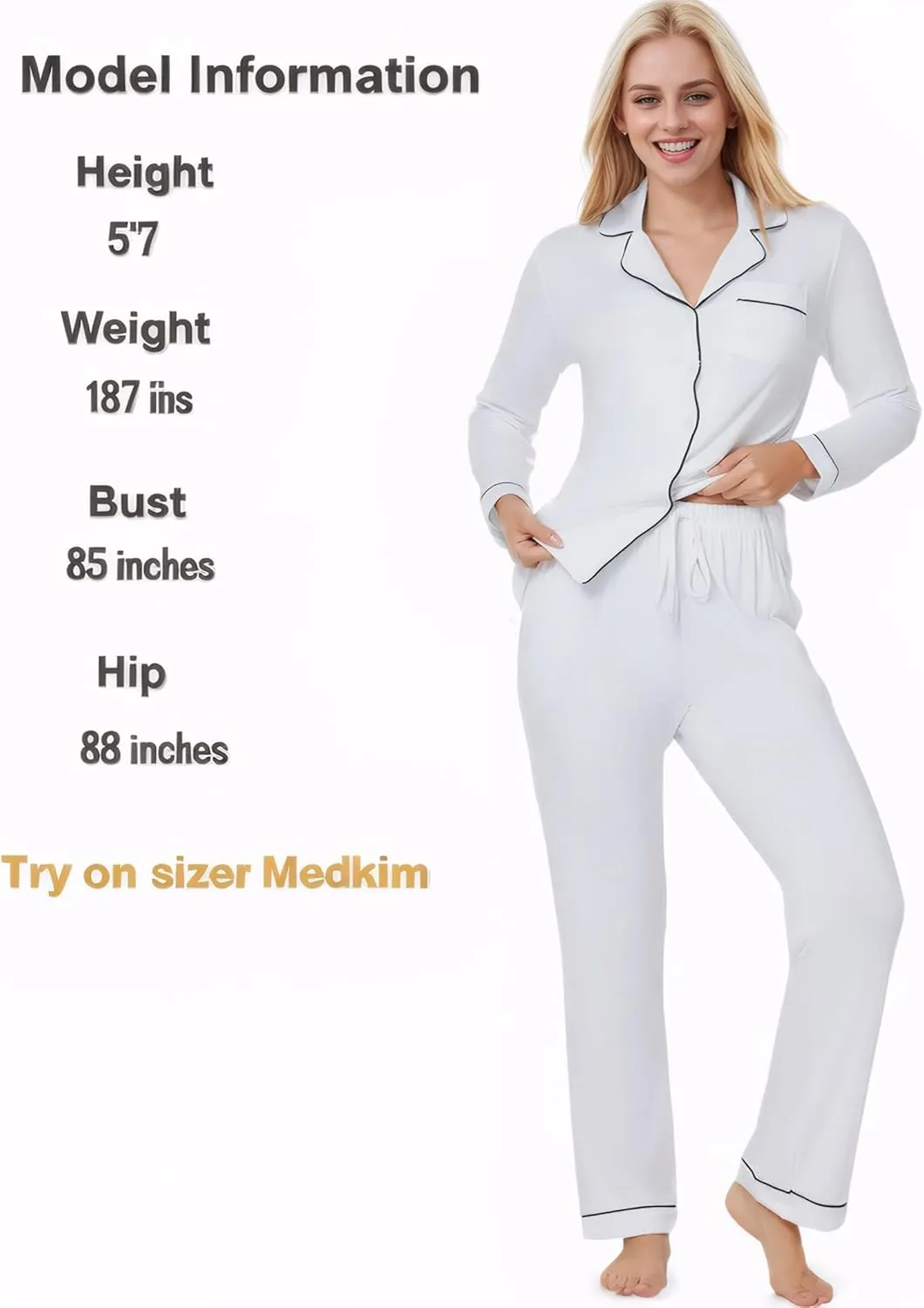 Women Long Sleeve Pajama Set Modal Button Down 2-Piece Pjs Pants Sleepwear Lounge Set