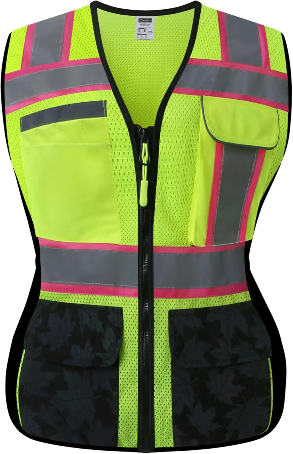 Women Safety Vest, Multi Pockets High Visibility Reflective Breathable Mesh Work Vest For Lady, Durable Zipper