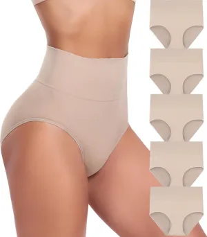 Women's Briefs Underwear High Waist Tummy Control Full Coverage Panties, Ladies Postpartum Underpants 5 Pack