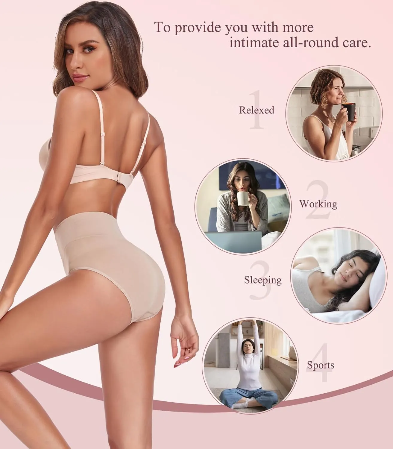 Women's Briefs Underwear High Waist Tummy Control Full Coverage Panties, Ladies Postpartum Underpants 5 Pack