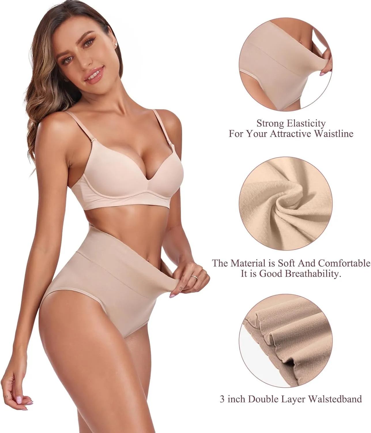 Women's Briefs Underwear High Waist Tummy Control Full Coverage Panties, Ladies Postpartum Underpants 5 Pack