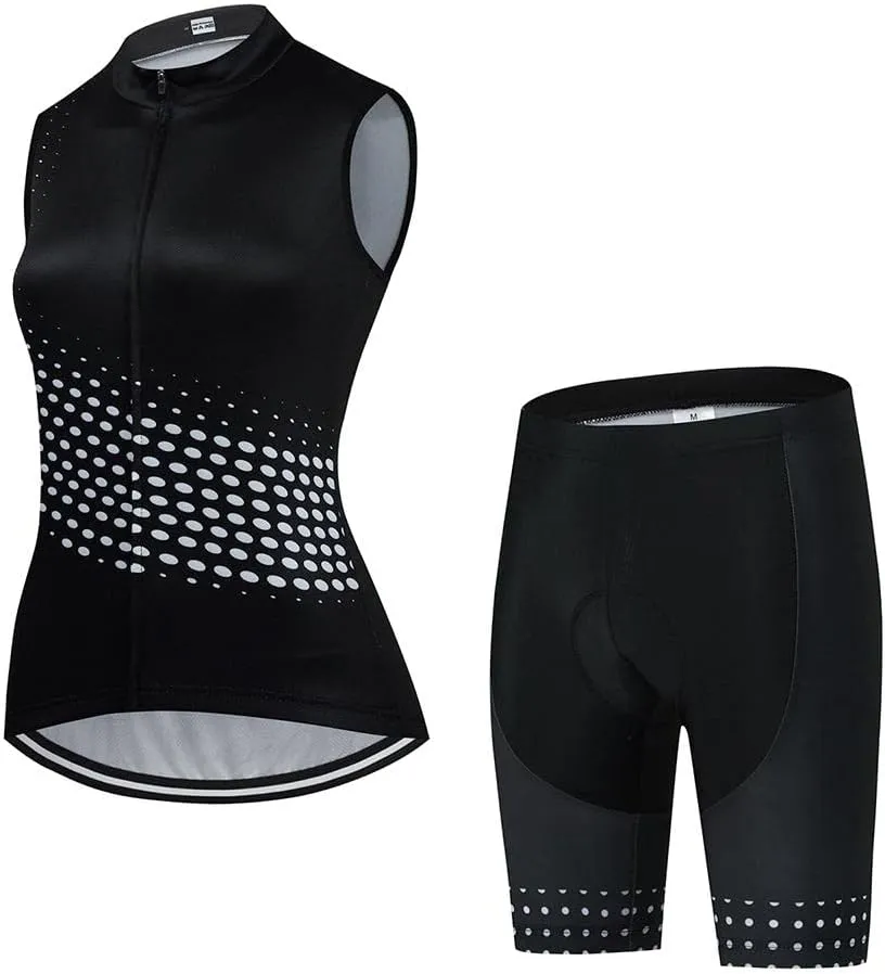 Women's Cycling Jersey Set Sleeveless Bike Shirts Cycling Vest Shorts Bicycle Clothing Short with Gel Padded