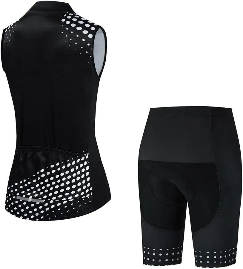 Women's Cycling Jersey Set Sleeveless Bike Shirts Cycling Vest Shorts Bicycle Clothing Short with Gel Padded