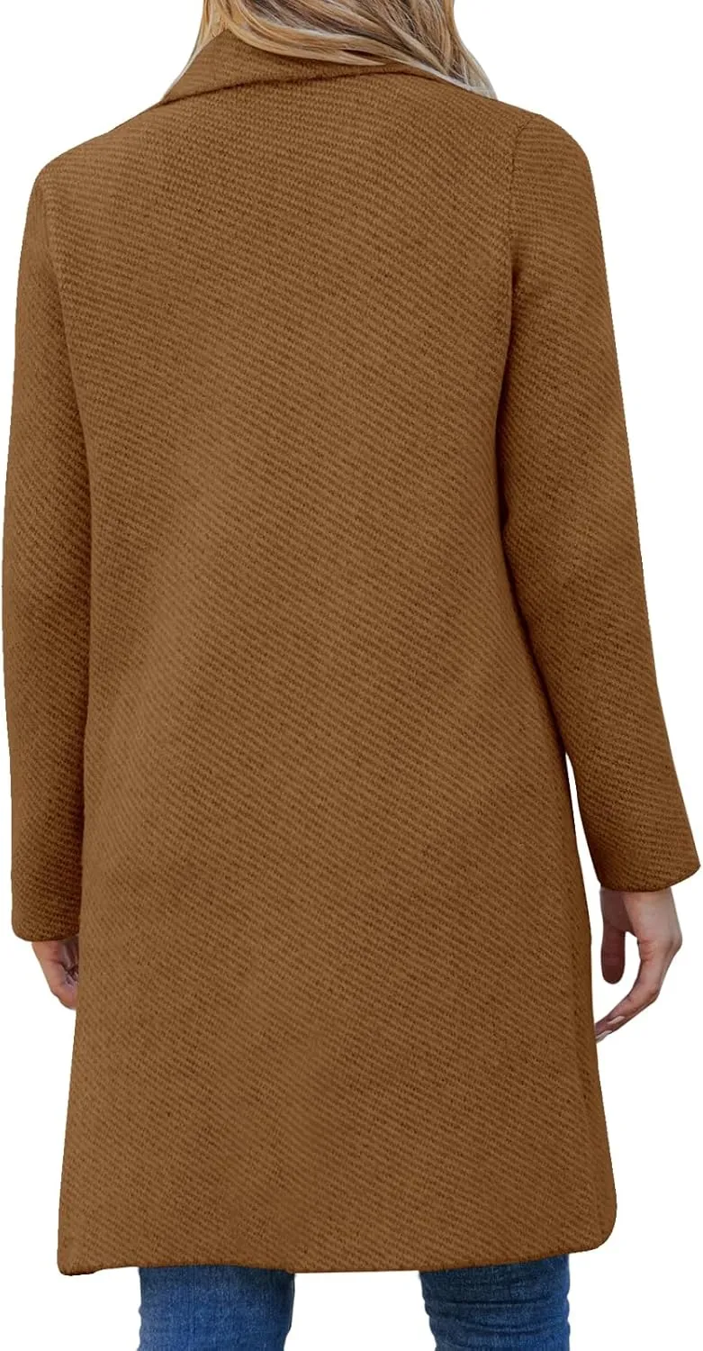 Womens Open Front Knit Cardigans Long Sleeve Casual Button Down Sweater Coat with Pockets