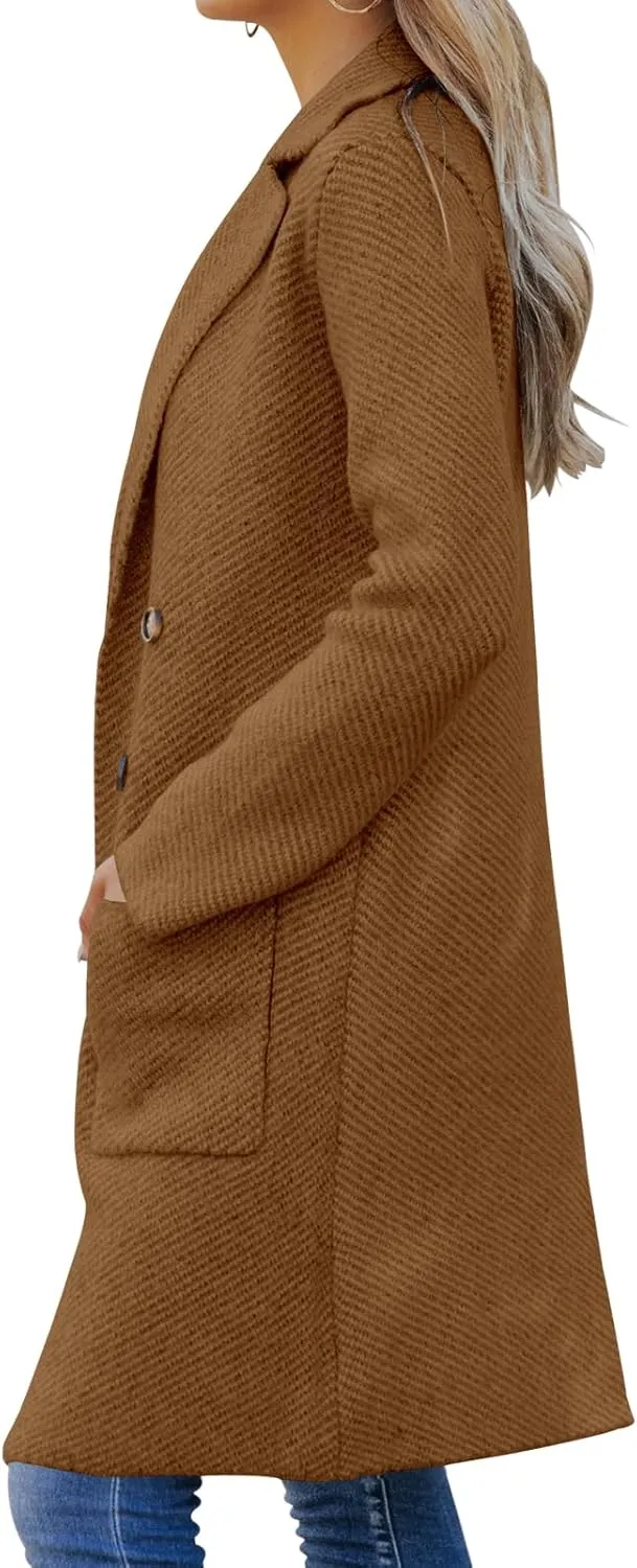 Womens Open Front Knit Cardigans Long Sleeve Casual Button Down Sweater Coat with Pockets