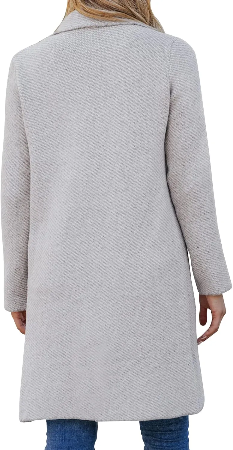 Womens Open Front Knit Cardigans Long Sleeve Casual Button Down Sweater Coat with Pockets