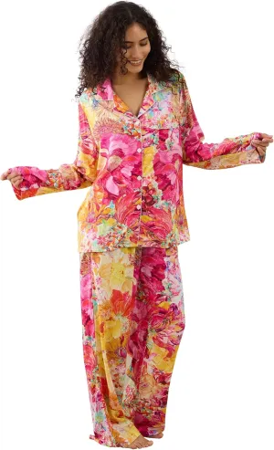 Womens Pajamas Set 2 Piece Long Sleeve Sleepwear Button Down Pjs Lounge Set Nightwear with Pockets