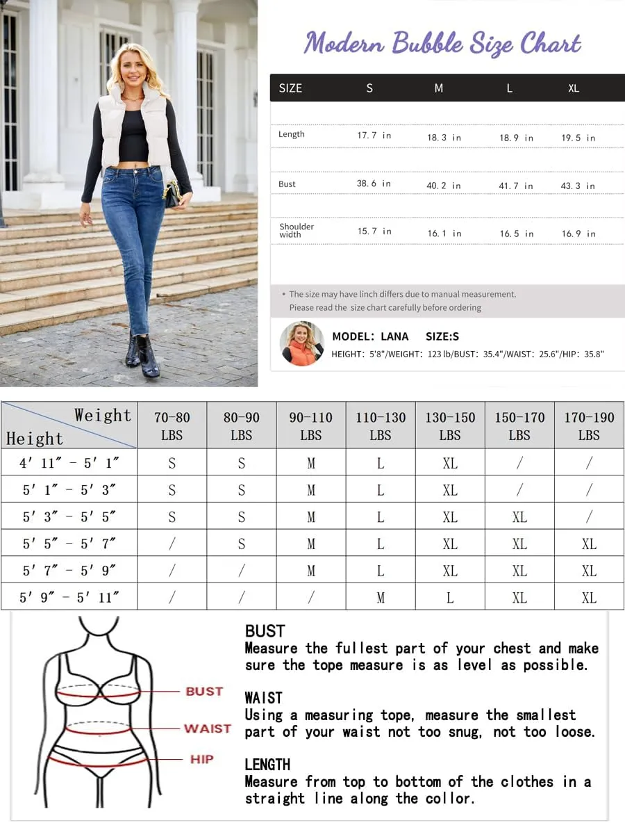 Women's Puffer Vest - Sleeveless Quilted Gilet with Detachable Hood or Crop, Lightweight Winter Vest