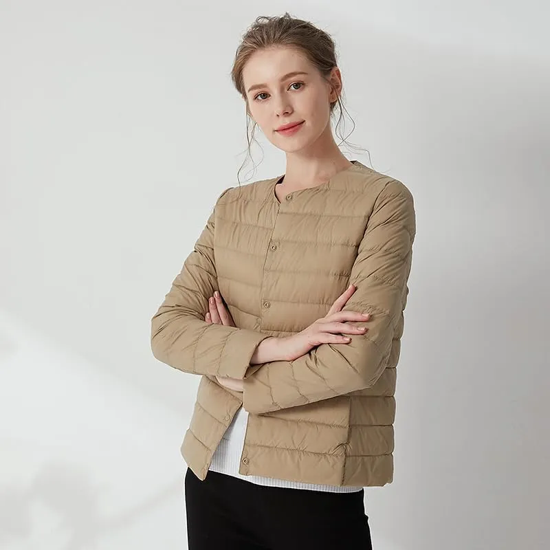 Women's Slim Fit Portable Down Jackets 90% Duck Down Crewneck Lightweight Down Jackets