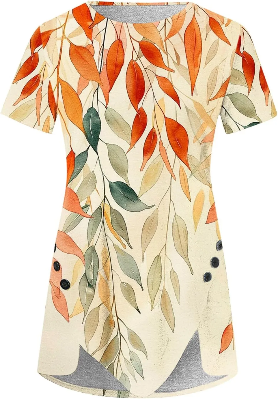 Womens Summer Tops Casual Short Sleeve Side Button Tunci Shirts Cute Floral Tops Casual Ladies Summer Tops 2024