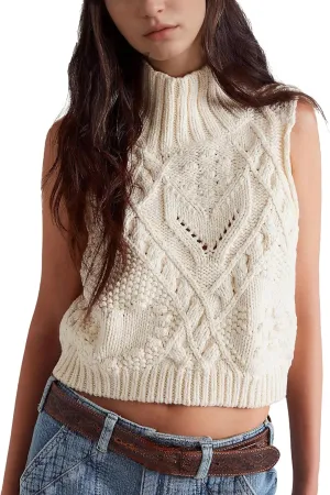 Womens Sweater Vest Turtleneck Sleeveless Crochet Knit Pullover Tank Tops Casual Fashion Trendy Outfits