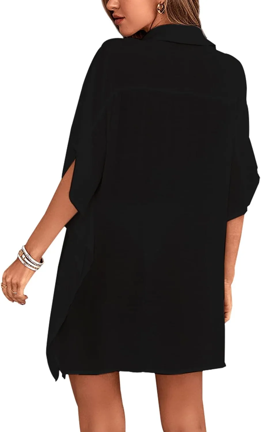 Womens Swimsuit Cover Up Shirts Oversized Beach Bikini Bathing Suit Coverups Beachwear Button Up