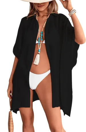 Womens Swimsuit Cover Up Shirts Oversized Beach Bikini Bathing Suit Coverups Beachwear Button Up
