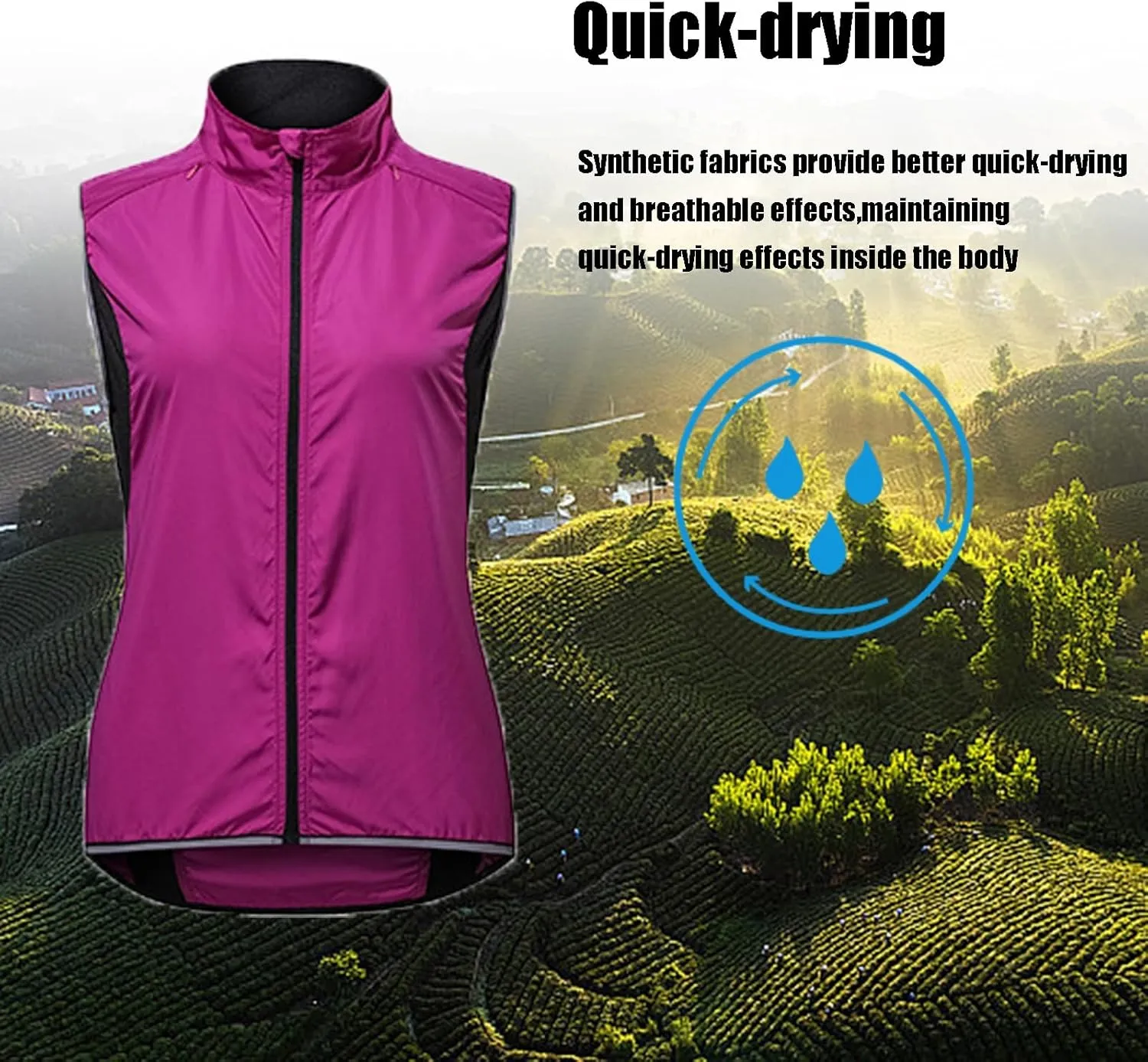 Women's Waterproof Cycling Vest,Windbreaker with Reflective Armband For Running,Cycling and Climbing
