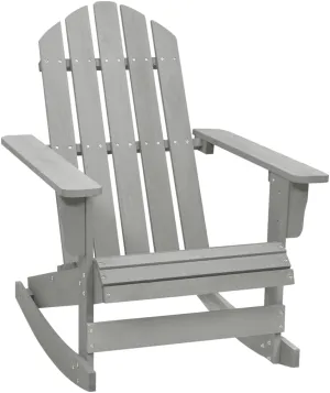 Wooden Rocking Chair for Patio Outdoor Gray Hardwood Lounge Chair Vintage Style Garden Rocker with Durable Finish for Porch Backyard Poolside Reading Relaxation