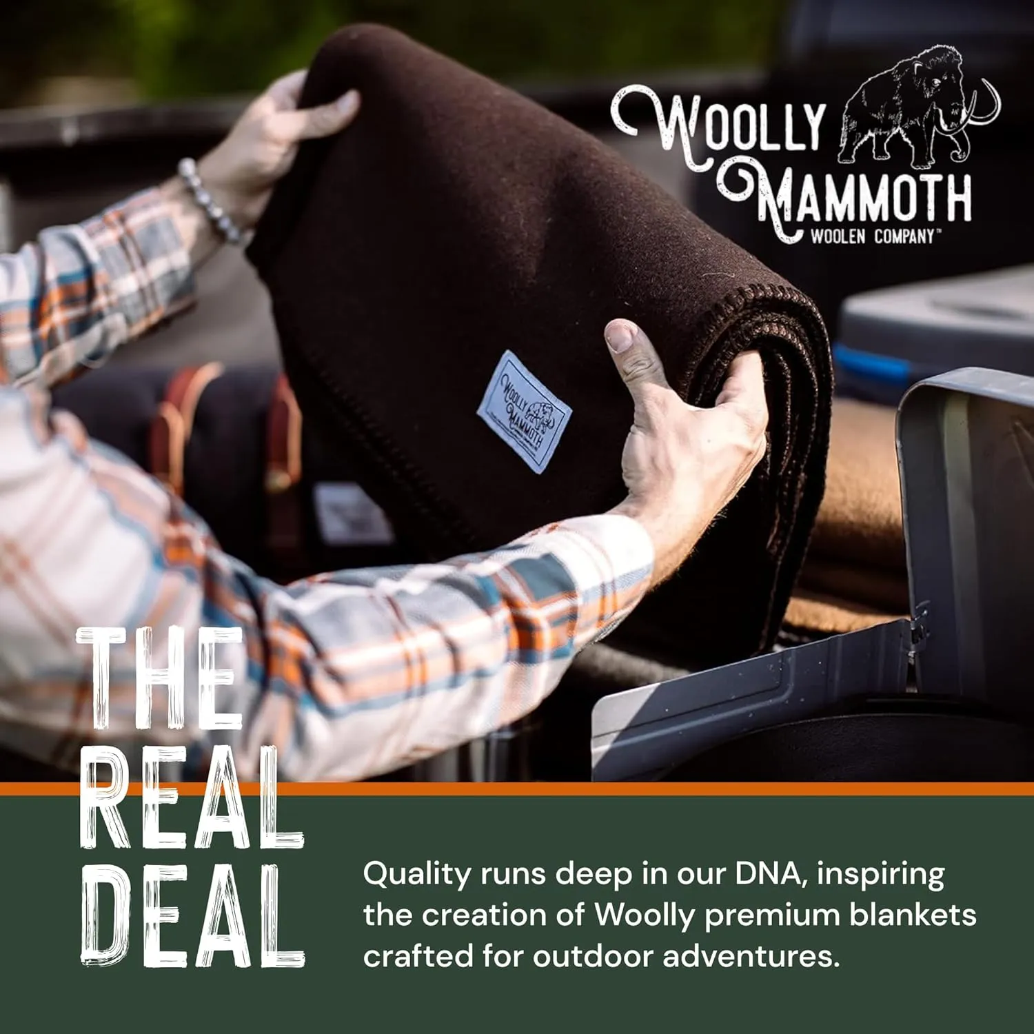 Woolly Mammoth Merino Wool Blanket - Large 66" x 90", 4LBS Camp Blanket | Cabin Throw, Cold Weather, Emergency, Dog Camping Gear, Hiking, Survival, Army, Outside, Outdoors, Twin Size Bed, Brown Color
