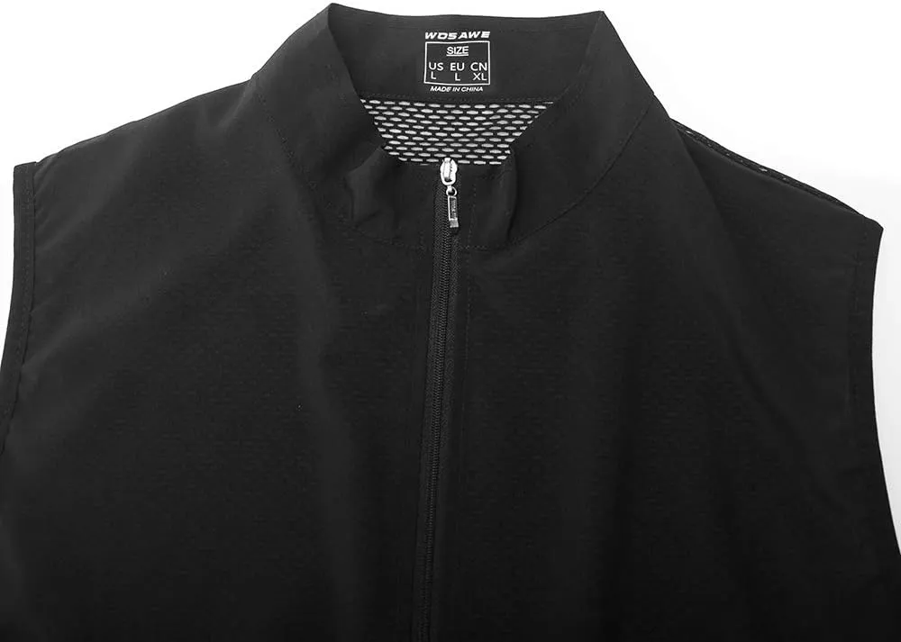 WOSAWE Cycling Vest Running Windbreaker Ssleeveless Safety Shirts Reflective Gilet