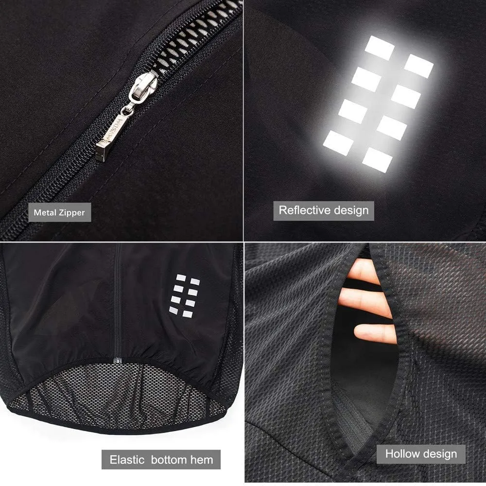 WOSAWE Cycling Vest Running Windbreaker Ssleeveless Safety Shirts Reflective Gilet