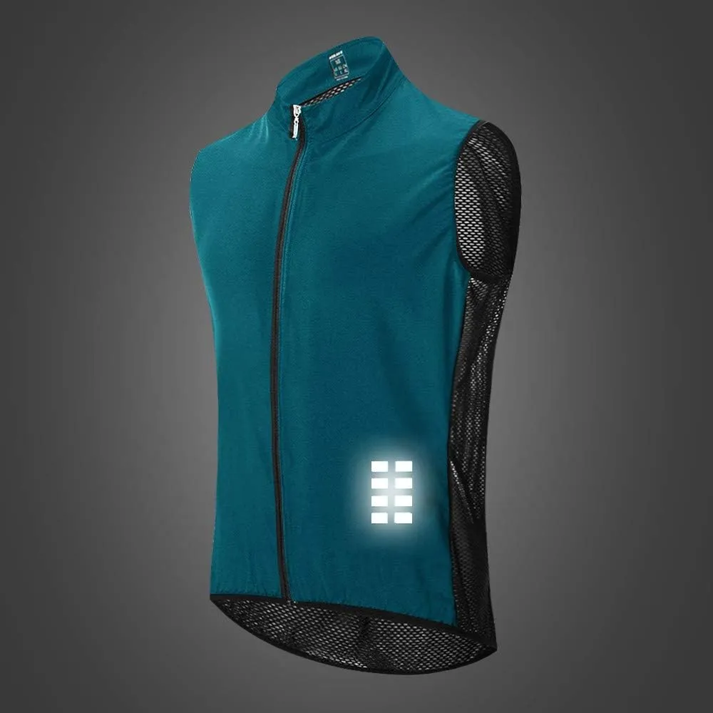 WOSAWE Cycling Vest Running Windbreaker Ssleeveless Safety Shirts Reflective Gilet