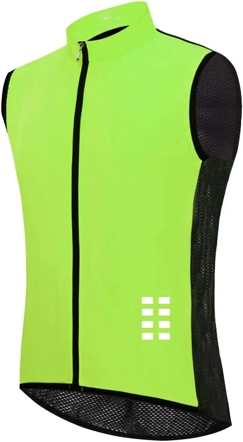 WOSAWE Cycling Vest Running Windbreaker Ssleeveless Safety Shirts Reflective Gilet