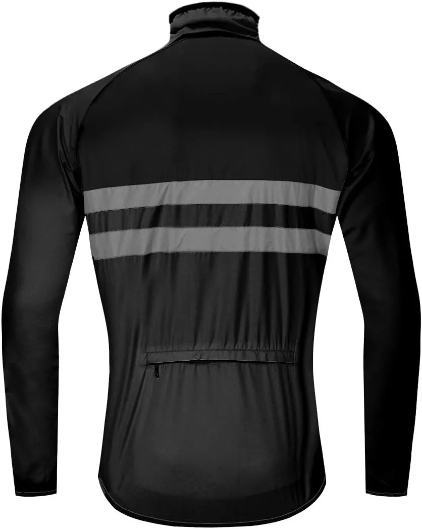 WOSAWE Men's High Visibility Cycling Wind Jacket Water Resistance Reflective Windbreaker